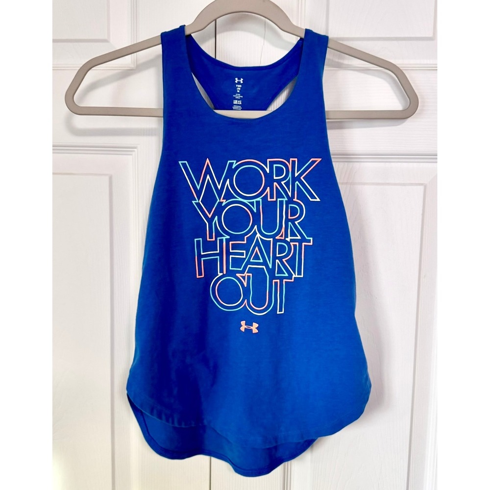 Under Armour Youth Girls Blue Heat Gear Racerback Tank Top Size M